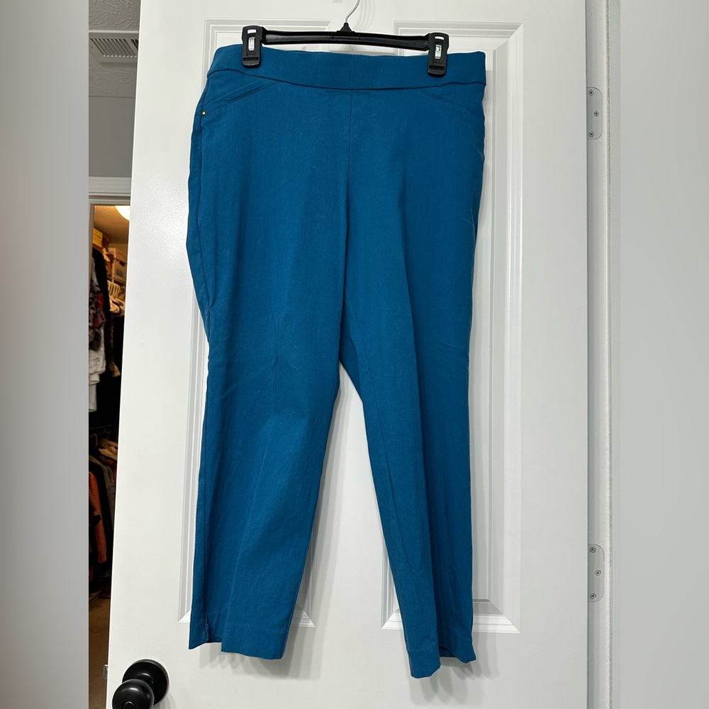 Briggs New York Vibrant Teal  Blue Cropped Pants 12 Petite